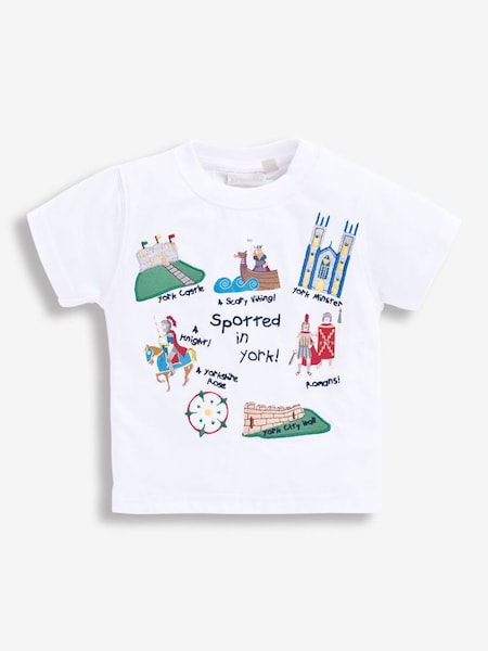 Kids' Spotted In York T-Shirt in White (D18715) | £12