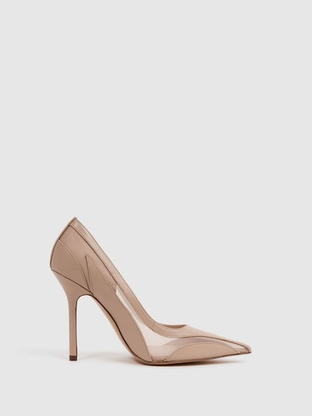 Leather Sheer Court Shoes in Latte (D18848) | £125