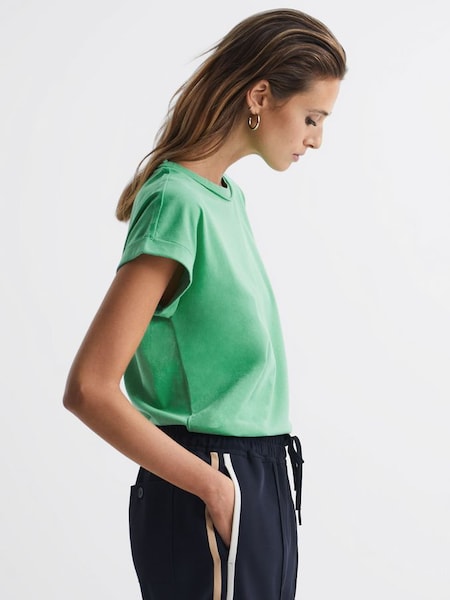 Cotton-Jersey Crew Neck T-Shirt in Green (D20952) | £25