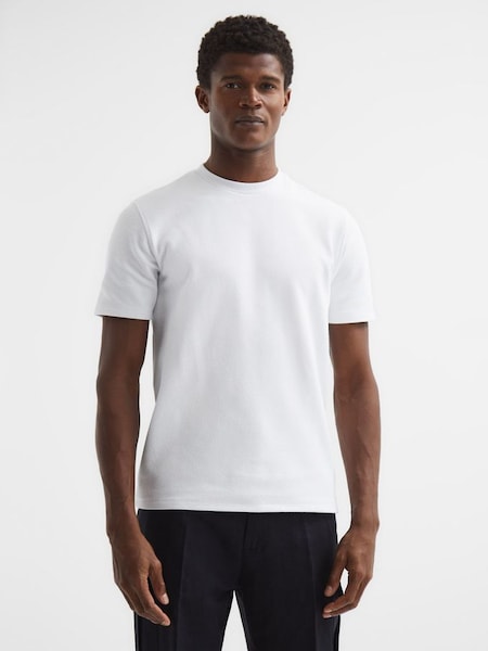 Slim Fit Honeycomb T-Shirt in White (D21312) | £48