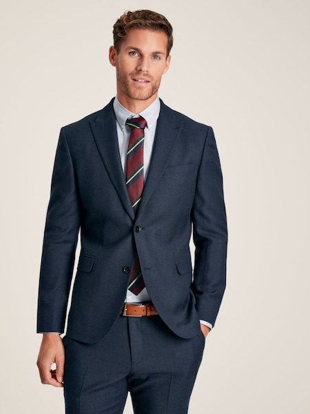 Blue Textured Wool Suit Jacket (D24731) | £200