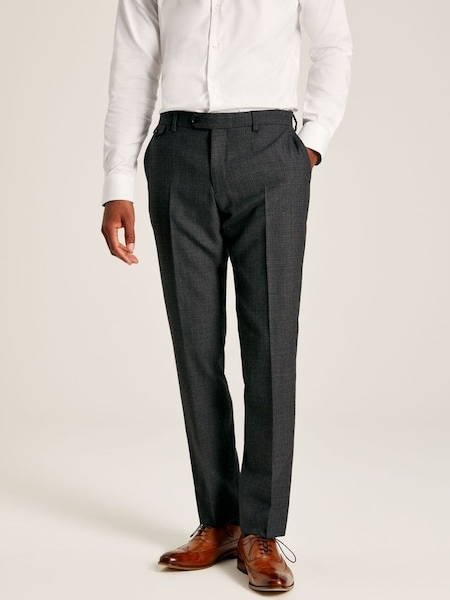 Charcoal Grey Textured Suit Trousers (D24741) | £100