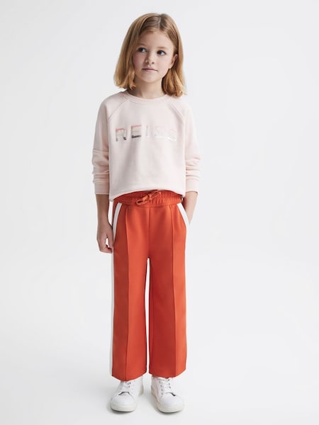 Senior Jersey Side Stripe Trousers in Coral (D25823) | £30