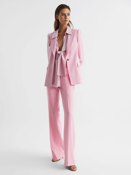 Petite High Rise Wide Leg Trousers in Pink (D25828) | £95