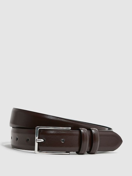 Smooth Leather Belt in Chocolate (D29774) | £55