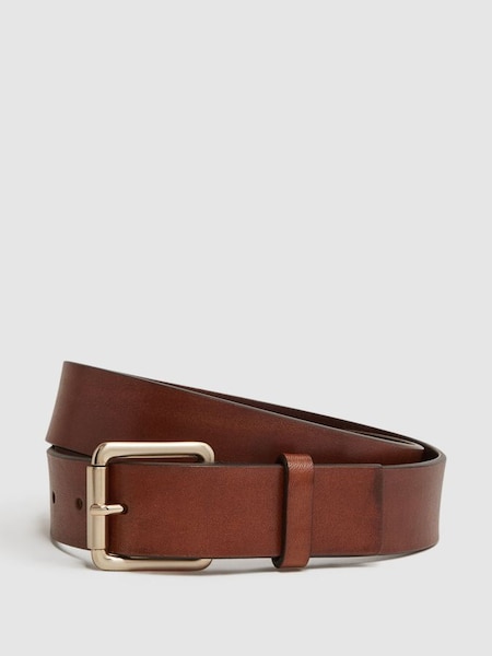 Leather Rivet Belt in Tan (D29776) | £68