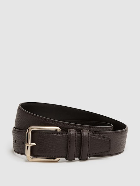 Grained Leather Belt in Chocolate (D29795) | £68