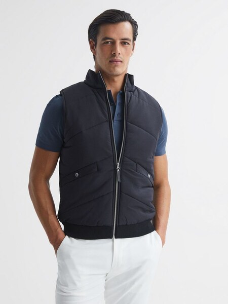 Sleeveless Quilted Knitted Gilet in Navy (D39175) | £95
