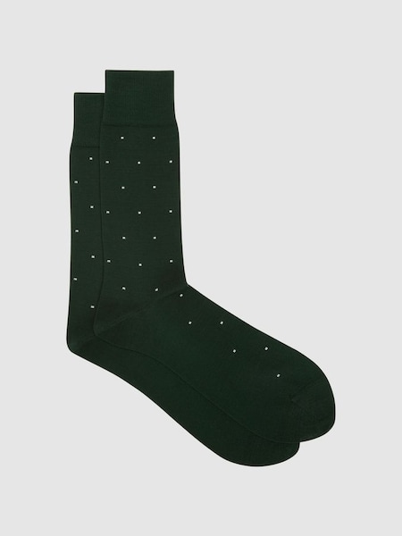 Polka Dot Socks in Bottle Green (D39994) | £10