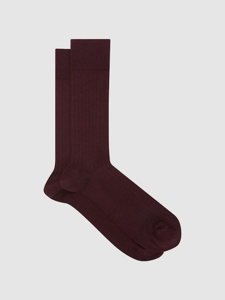 Ribbed Socks in Bordeaux (D39996) | £10