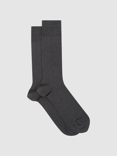 Ribbed Socks in Charcoal (D39998) | £10