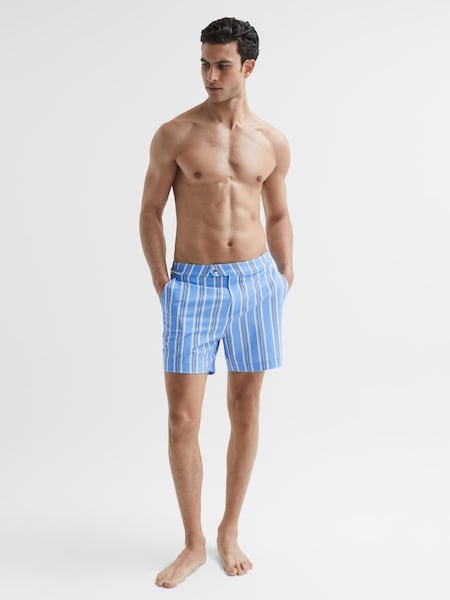 Striped Swim Shorts in Soft Blue (D40011) | £40