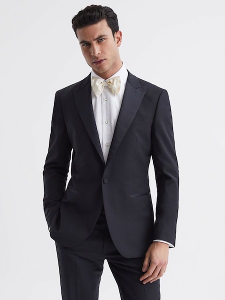 Peak Lapel Modern Fit Single Breasted Tuxedo Jacket in Navy (D40034) | £328