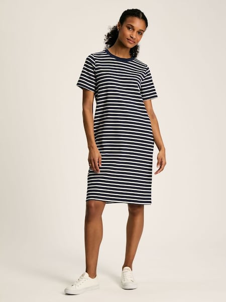 Eden Navy Striped Short Sleeve Jersey Dress With Pockets (D43474) | £39.95