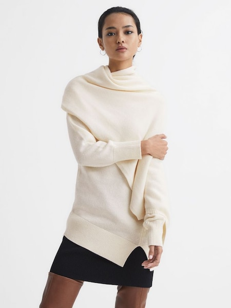 Shawl Collar Knitted Top in Cream (D43731) | £90