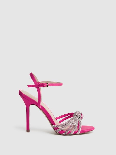 Embellished Heeled Sandals in Pink (D49968) | £85