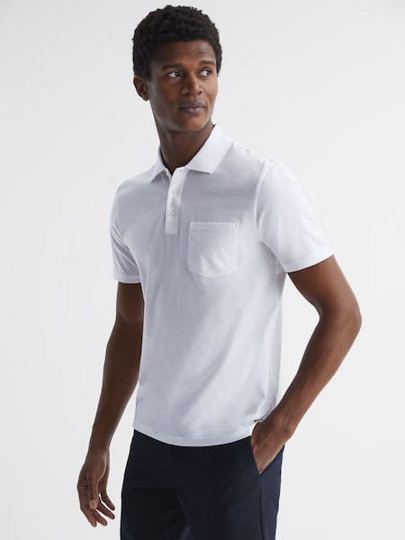 Short Sleeve Polo T-Shirt in White (D50932) | £30