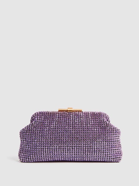 Embellished Clutch Bag in Mid Purple (D50981) | £125