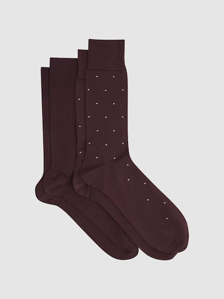 2 Pack of Socks in Bordeaux (D50991) | £20