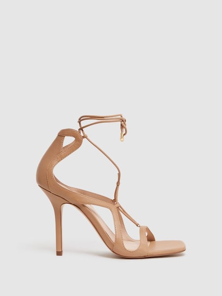 Leather Strappy High Heel Sandals in Biscuit (D50995) | £168