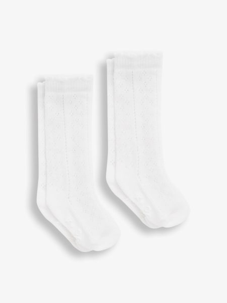 2-Pack Long Pointelle Socks in White (D51875) | £9.50