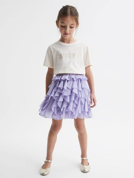 Junior Ruffle Tulle Skirt in Lilac (D54745) | £30