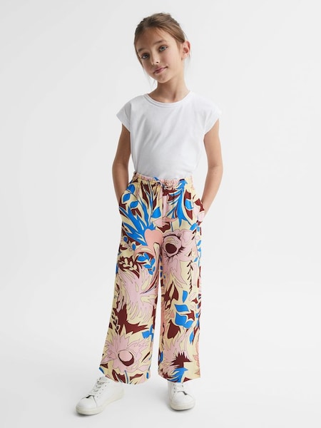 Senior Floral Printed Straight Leg Trousers in Lilac (D54748) | £35