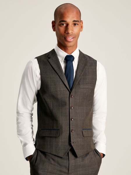 Brown Trimmed Check Suit Waistcoat (D55070) | £75