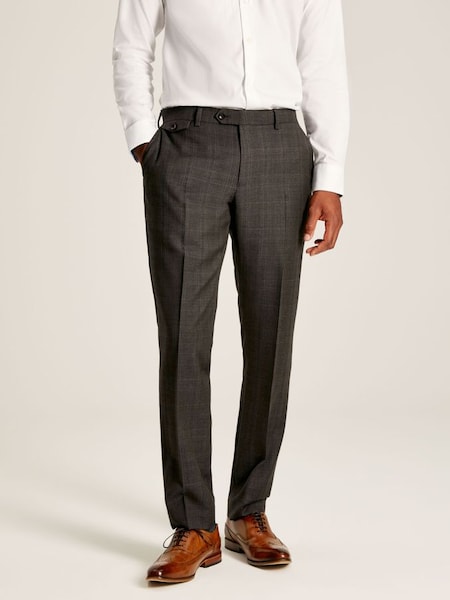 Brown Trimmed Check Suit Trousers (D55071) | £100