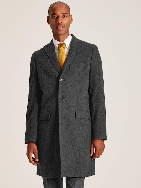 Charcoal Grey Wool Rich Herringbone Epsom Coat (D55078) | £199