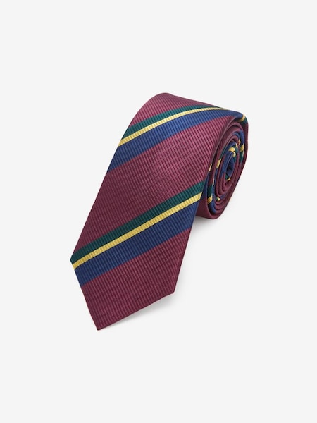 Burgundy Red Stripe Silk Tie (D55079) | £25