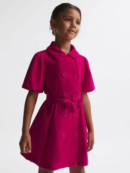 Senior Velvet Double Breasted Dress in Pink (D55127) | £50