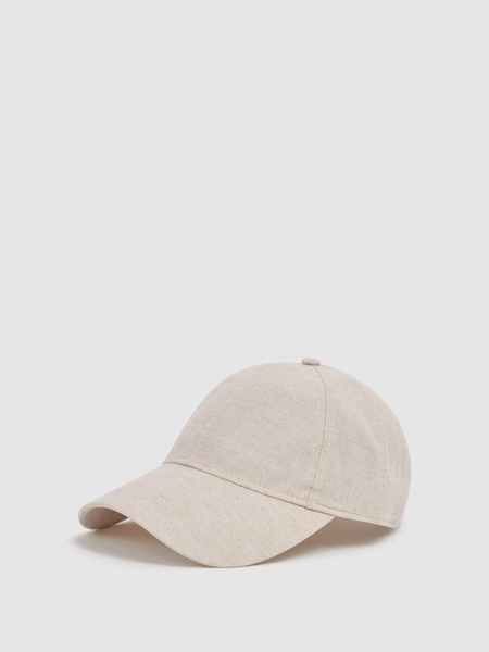 Cotton-Linen Blend Baseball Cap in Stone (D55739) | £40