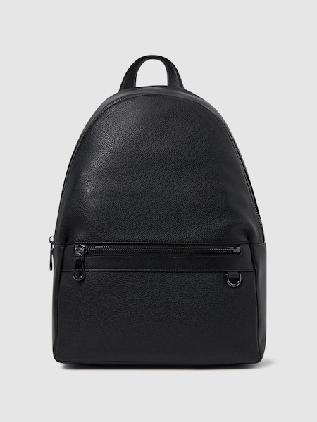Leather Zipped Backpack in Black (D55827) | £198
