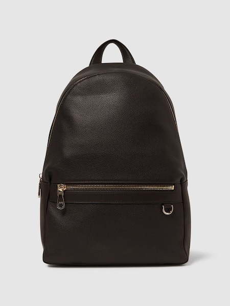 Leather Zipped Backpack in Dark Brown (D55828) | £198