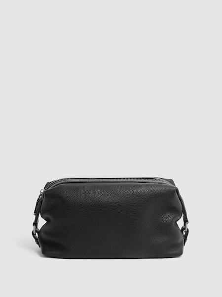 Leather Washbag in Black (D55831) | £98