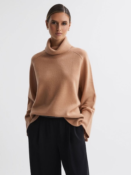 Relaxed Wool-Cashmere Blend Roll Neck Jumper in Camel (D59233) | £158