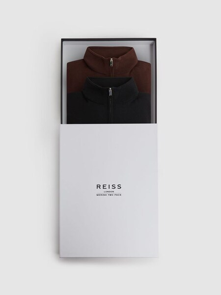 Two Pack Of Merino Wool Zip-Neck Cardigan in Multi (D62370) | £120