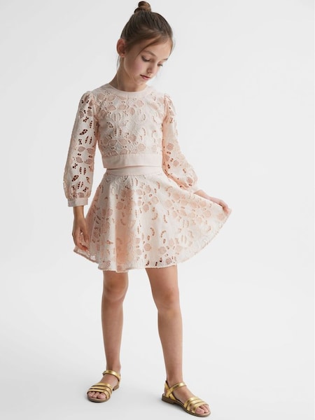 Junior Lace High Rise Mini Skirt in Pink (D68954) | £35