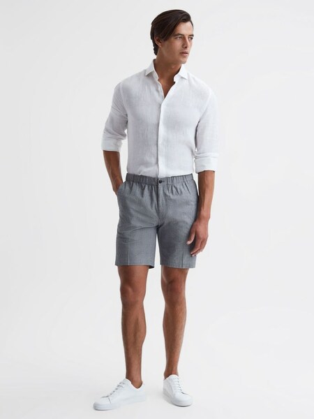 Prince of Wales Check Elasticated Shorts in Blue (D68995) | £35