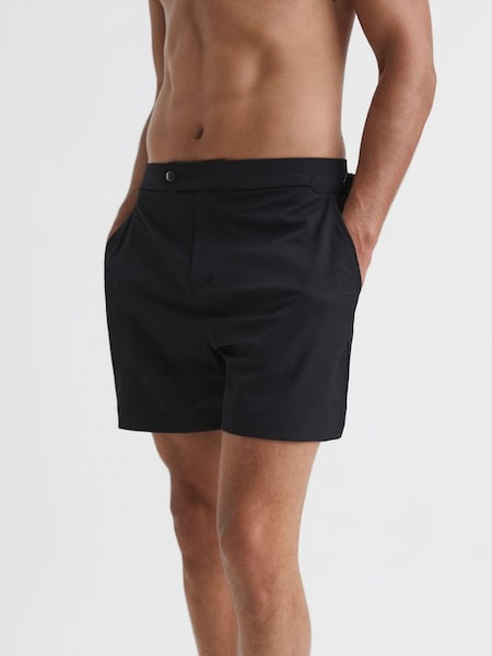 Side Adjuster Swim Shorts in Black (D69022) | £50