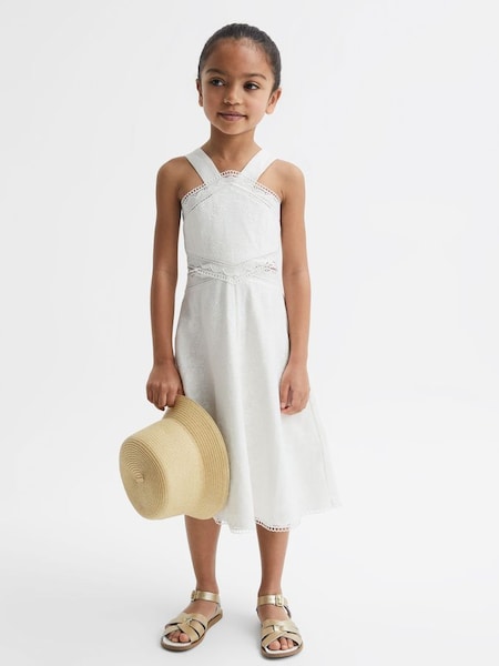 Junior Embroidered Dress in Ivory (D74471) | £35