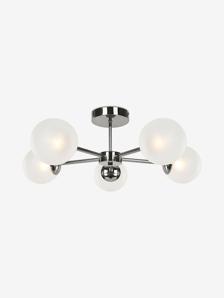 Globe Large Flush Pendant in Black Nickel/Frosted Glass (D78404) | £149