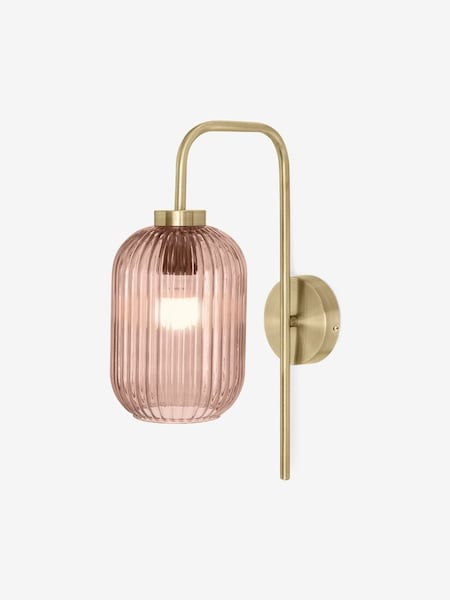 Briz Antique Brass Wall Lamp in Pink (D78423) | £79