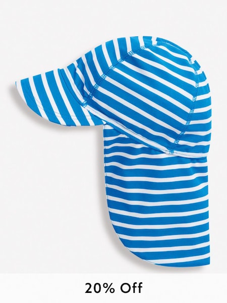 Kids' Stripe Flap Sun Protection Hat in Cobalt Stripe (D78629) | £14