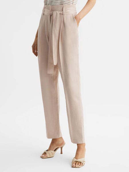 Tapered High Rise Trousers in Neutral (D79054) | £95