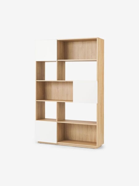 Hopkins Wide Bookcase in Oak Effect and White (D80777) | £329