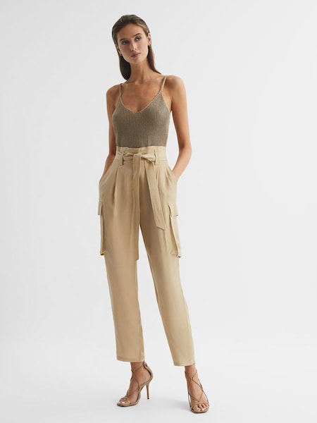 High Rise Straight Leg Utility Trousers in Neutral (D84714) | £115