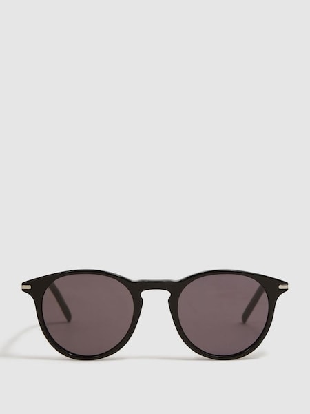 Paige Round Acetate Frame Sunglasses in Black (D85463) | £95