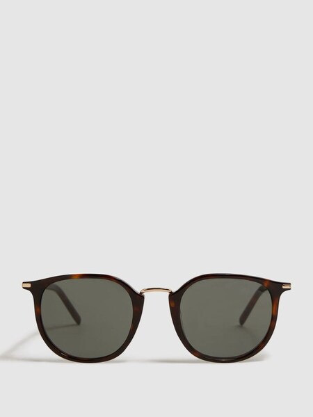 Paige Vintage Round Acetate Frame Sunglasses in Brown (D85467) | £95